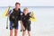 Father And Son With Scuba Diving Equipment On Beach Holiday