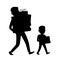 Father and Son Silhouettes Carrying Purchases