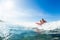 Father and Son Surfing, Riding Wave Together