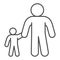 Father and son thin line icon, 1st June children protection day concept, Parent and kid sign on white background, Dad
