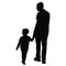 Father and son walking body, silhouette vector