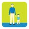 father and son wearing blue shirts. Vector illustration decorative design