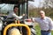 Father and son working vineyard