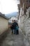 Father with sons on street in Gurzuf