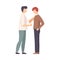 Father Standing with His Son Giving Him Word Support Vector Illustration