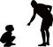 A father talking to his son, silhouette vector