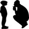 A father talking to his son, silhouette vector