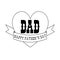 Fathers day black outline heart banner