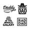 Fathers day gift for dad t-shirt design set. Vector vintage illustration.