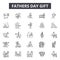 Fathers day gifts line icons, signs, vector set, outline illustration concept