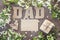 Fathers Day message from cardboard letters, blank card and a gif