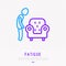 Fatigue line icon, man wants to sit in armchair
