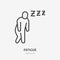 Fatigue man line icon, vector pictogram of flu or cold symptom. Tired person, illustration, exhausted, burnout sign for