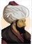 Fatih Sultan Mehmet, Ottoman Sultan second mehmet. Conqueror of Istanbul hand drawing vector portrait