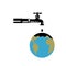 Faucet Dripping Water on Globe Retro