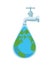 Faucet with earth planet water drop shape
