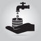 Faucet with money Pound sign and hand icon, save water concept