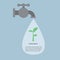 Faucet and water drops with small plant, Infographics