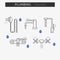 Faucets water tap thin line icons set