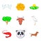 Fauna world icons set, cartoon style