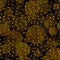 Faux Gold Foil Glitter Polka Dots Black Background