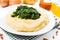 Fava bean puree with spinach.