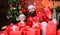 Favorite childhood memories of christmas. Father bearded man and daughter near christmas tree. Spend time with family