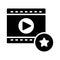 Favorite filmstrip video glyph flat vector icon