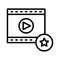 Favorite filmstrip video thin line vector icon