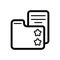 Favorite folder with star sign vector icon. folder with documents illustration. Outline linear icon.