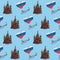 Favorite Moscow. Vector illustration with the image of showplace.Seamless Pattern