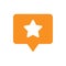 Favorite places location pin symbol. Orange icon with star on white background.