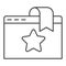 Favorite window tab thin line icon. Website bookmark with star. World wide web vector design concept, outline style