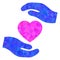 Favourite Heart Care Hands Polygonal Lowpoly Flat Icon