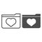 Favourites line and glyph icon. File folder with heart vector illustration isolated on white. Computer folder outline