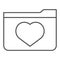 Favourites thin line icon. File folder with heart vector illustration isolated on white. Computer folder outline style