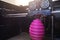 FDM 3D-printer manufacturing wound pink easter egg sculpture - wide angle view on object, print head and machine chamber