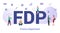 Fdp finance department concept with big word or text and team people with modern flat style - vector