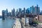 FDR Drive and the Brooklyn Bridge with the Lower Manhattan Skyline in New York City