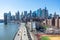 FDR Drive and the Brooklyn Bridge with the Lower Manhattan Skyline in New York City