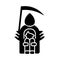 Fear of death black glyph icon