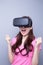 Fear woman watching virtual reality
