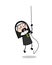 Fearful Nun Screaming and Trying to Climb Rope Vector