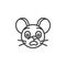 Fearful rat emoticon line icon