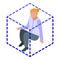 Fearful woman icon, isometric style