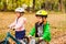 Fearless and active girl on a balance bike