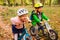 Fearless and active girl on a balance bike