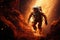 A fearless astronaut in a space suit fearlessly walks through a dark and mysterious cave, An astronaut exploring the surface of