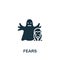 Fears icon. Monochrome simple Psychology icon for templates, web design and infographics