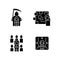Fears and phobias black glyph icons set on white space